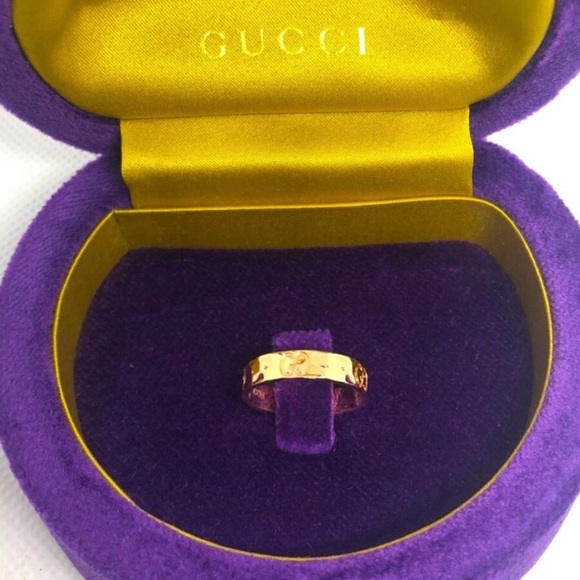 New Gucci 18k Rose Gold Hammered Ring Size 6 Band - Picture 9 of 10